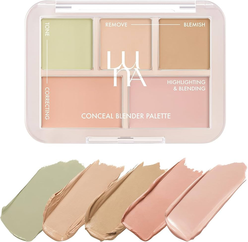 LUNA Conceal Blender Palette 01 Clear Cover 5-in-1 Color Correcting and Concealing with Beige, Gr... | Amazon (US)