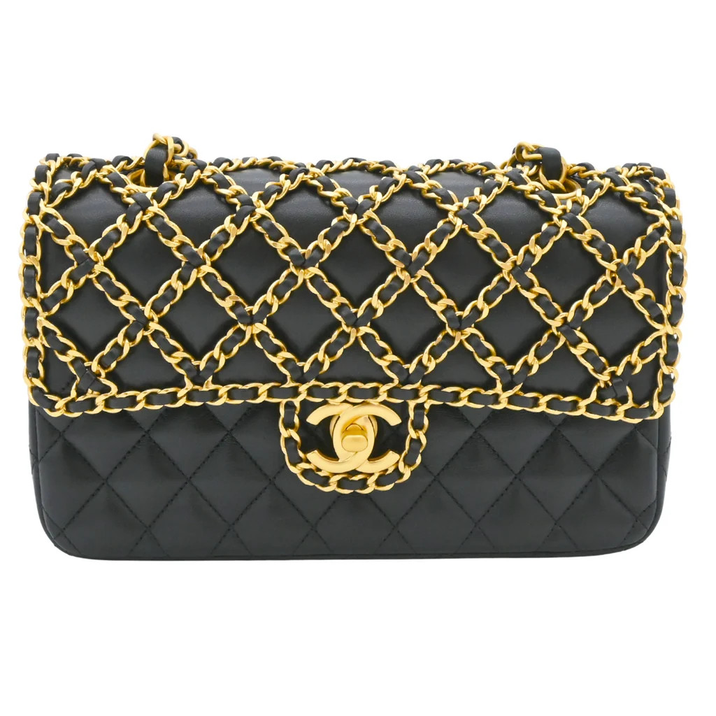 Caged Classic Black Double Flap Bag | Clotheshorse Anonymous
