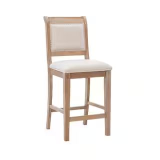 Brahm 42.75 in. H Natural wood Full back Counter-stool | The Home Depot