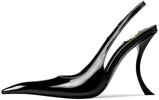 Stiletto High Heel Slingbacks for Women Patent Leather Closed Pointed Toe Pumps Slip on Elastic S... | Amazon (US)
