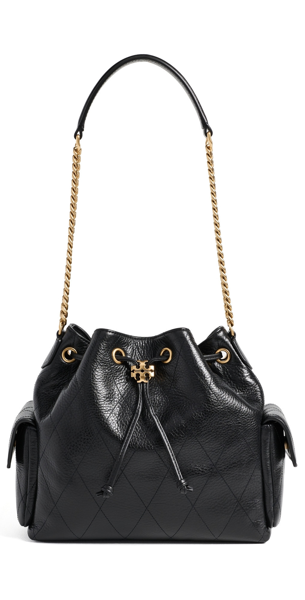 Tory Burch Charlie Quilted Drawstring Shoulder Bag Black One Size | Shopbop