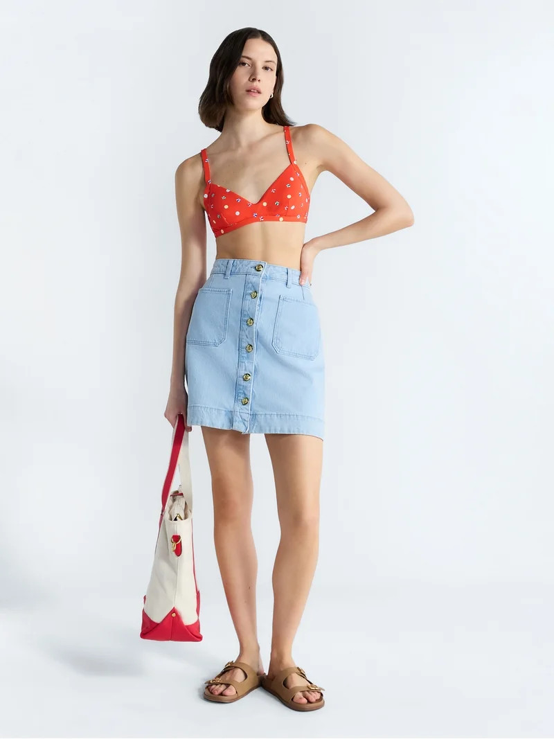 Free Assembly Women's and Women’s Plus Longline Triangle Bikini Top, Sizes XS-3X | Walmart (US)