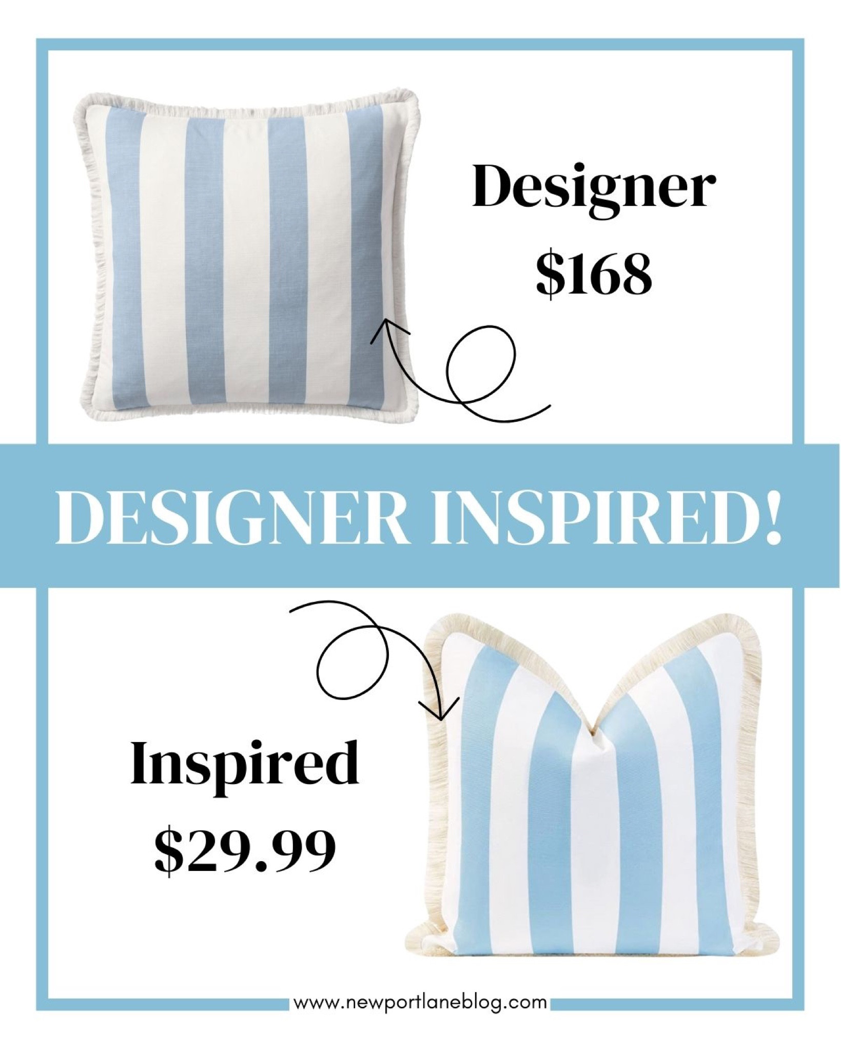 Coastal home decor, coastal decor, throw pillow, outdoor pillow, blue pillow, pillow cover, striped pillow, designer inspired, designer dupe, look for less, splurge vs save, blue and white



#LTKunder100 #LTKsalealert #LTKhome