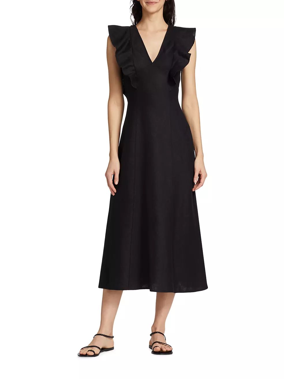Constance Linen Flutter Midi-Dress | Saks Fifth Avenue