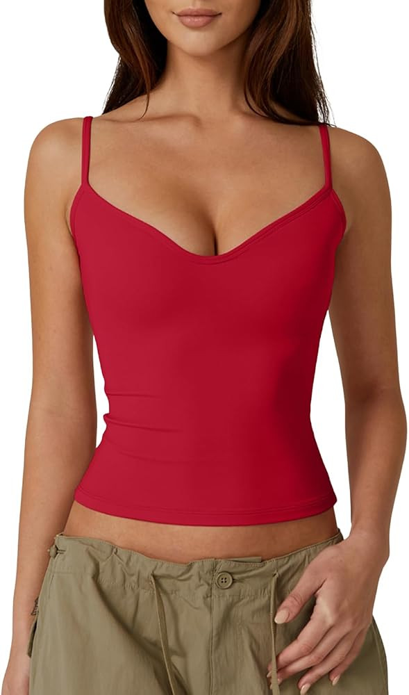QINSEN Womens Spaghetti Strap Sweetheart Neck Sleeveless Top Slim Fit Going Out Camisole Basic To... | Amazon (US)