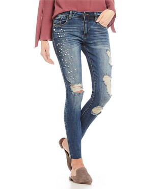 STS Blue Piper Destructed Pearl Raw Hem Ankle Skinny Jeans | Dillards Inc.
