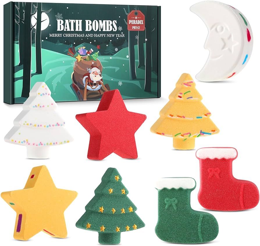 Peradix Christmas Bath Bombs for Kids, Kids Bath Bomb Set with Surprise Rainbow Effect, Cheerful ... | Amazon (US)