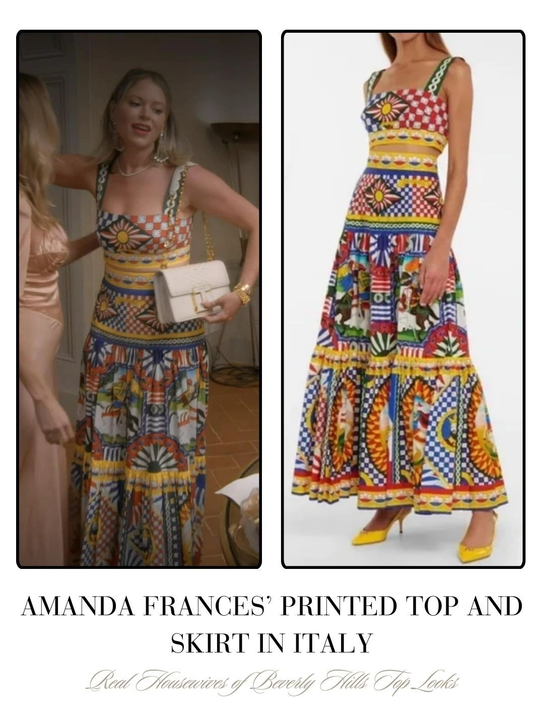 Amanda Frances’ Printed Top and Skirt Set in Italy 