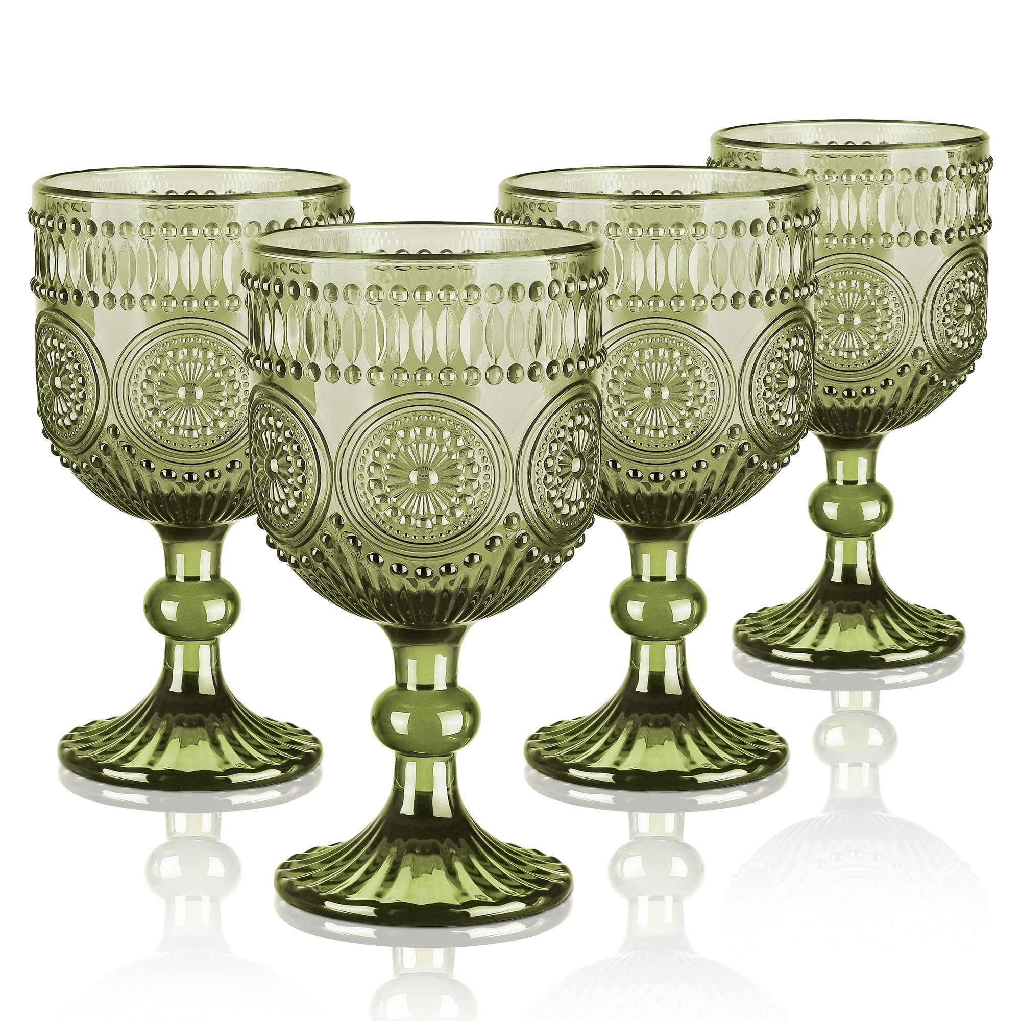 Joeyan 350ml Green Vintage Glass Wine Goblet, Romantic Sunflower Embossed Drinking Glasses, Heavy... | Amazon (CA)