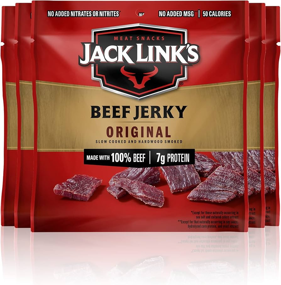 Jack Link's Beef Jerky, Original - Flavorful Meat Snack for Lunches, Ready to Eat - 7g of Protein... | Amazon (US)