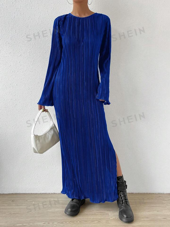 • Casual • Plain • Lettuce Trim, Split Thigh | SHEIN