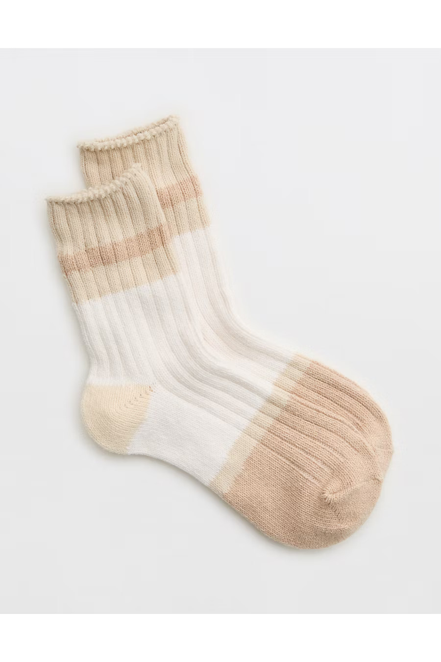 Aerie Colorblock Marled Crew Socks Women's Soft Shell One Size | Aerie