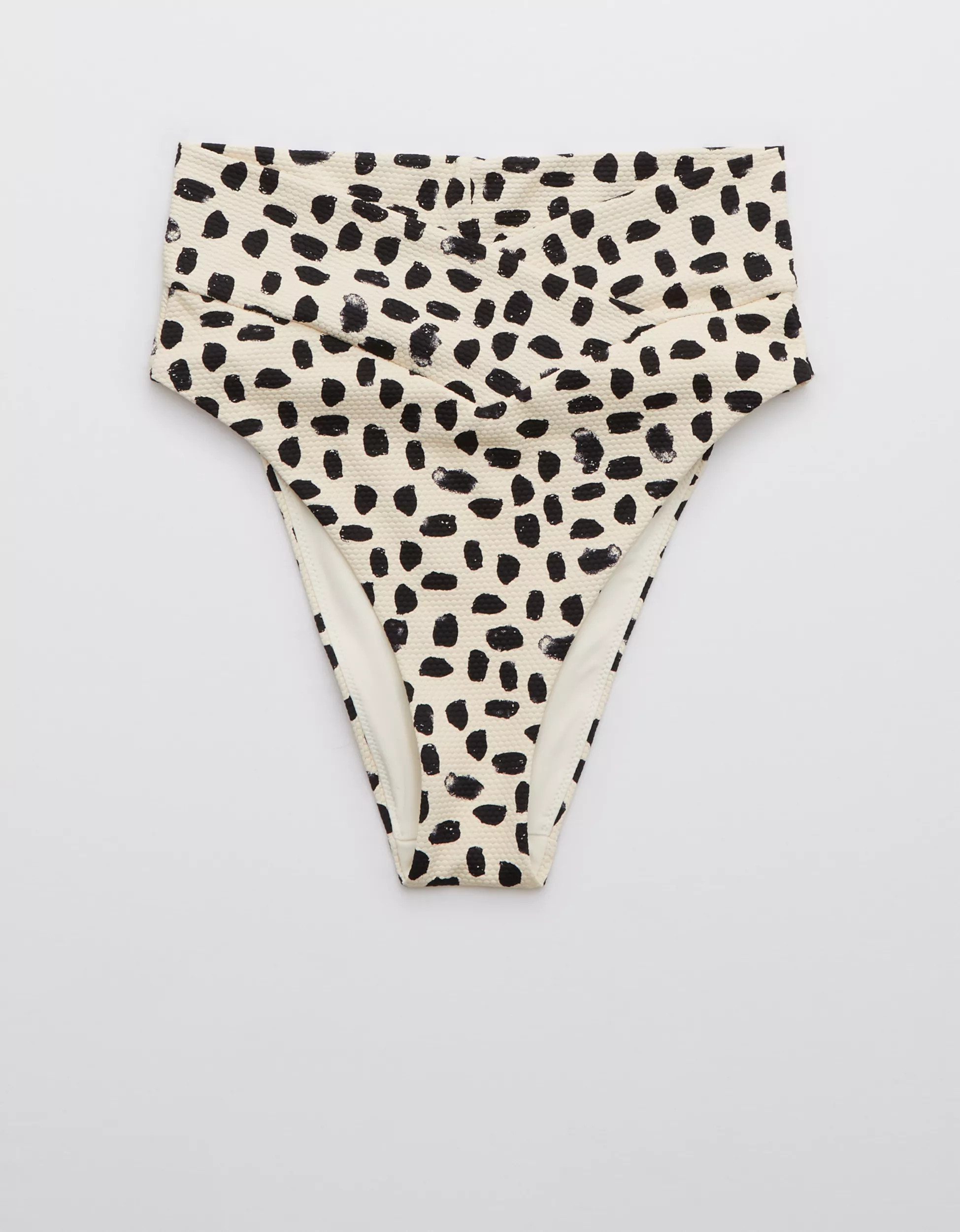 Aerie Pique Crossover High Cut Cheeky Bikini Bottom | American Eagle Outfitters (US & CA)