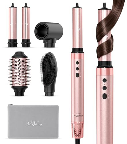 Brightup 5 in 1 Air Styler, 1400W High Speed Hair Dryer Brush, Professional Automatic Hair Curler with Cool Shot Button, 800 Million Ionic, No Heat Damage, with Travel Bag | Amazon (US)