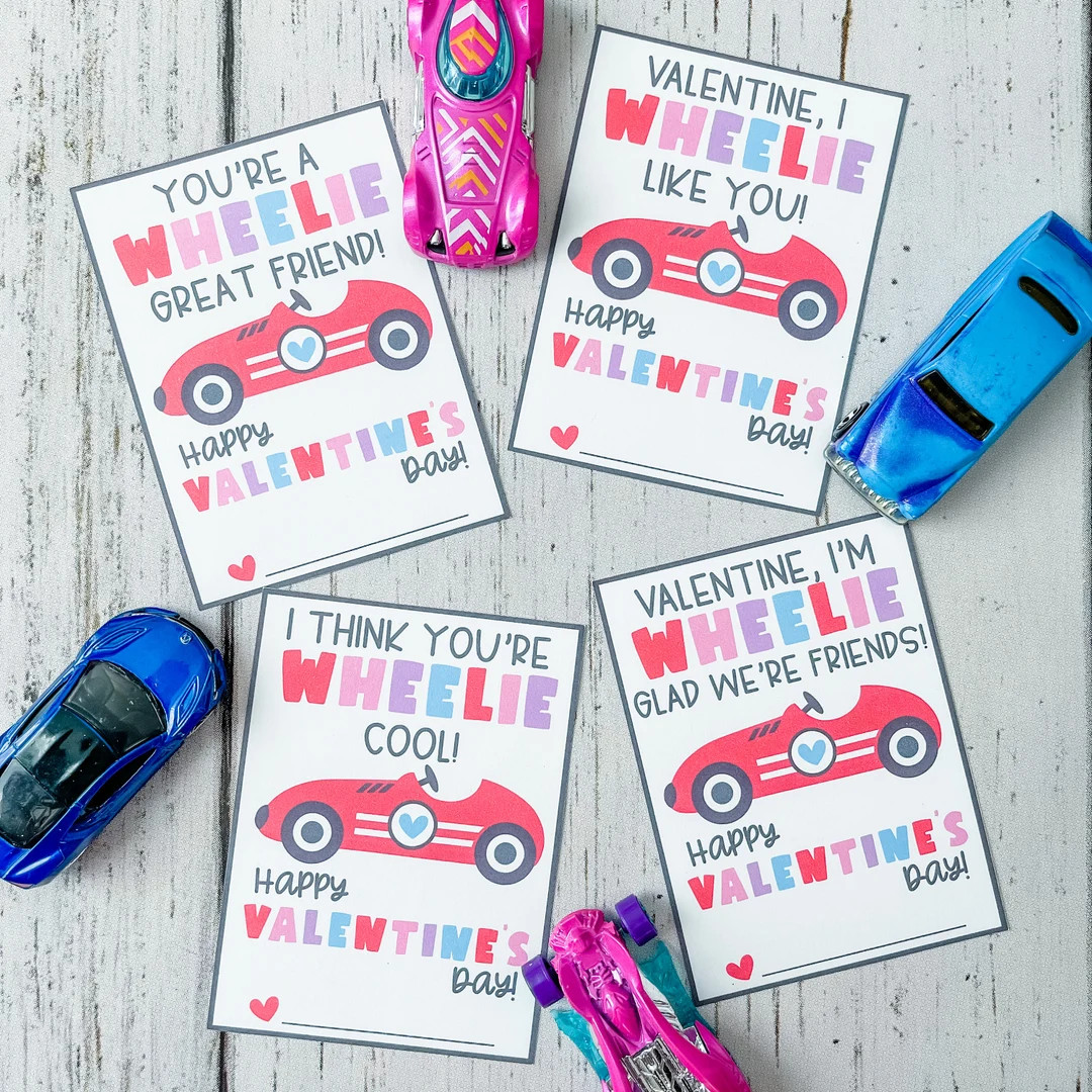 Wheelie Valentine's Day Gift Tags | Car Valentines | Race Car Valentine | Wheelie Great Friend | ... | Etsy (US)