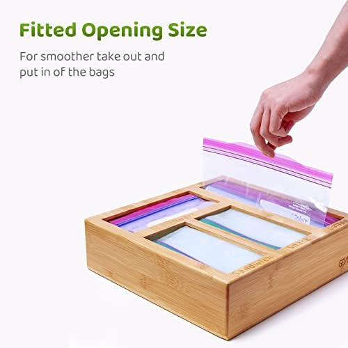 GEVLOX Bamboo Ziplock Bag Storage Organizer for Gallon, Quart, Snack, Sandwich and Variety Size B... | Amazon (US)