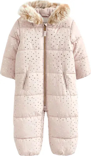 NEXT Kids' Star Snowsuit with Faux Fur Trim | Nordstrom | Nordstrom