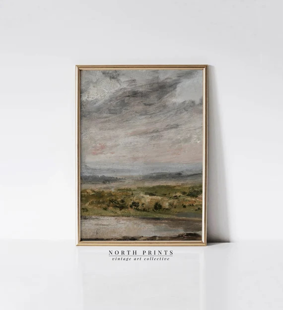 Moody Vintage Countryside Landscape Oil Painting  Kitchen - Etsy | Etsy (US)