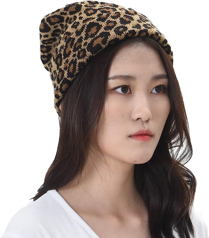WITHMOONS Knitted Beanie Hat Animal Leopard Pattern Watch Cap KR51083 | Amazon (US)