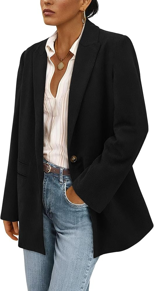 PRETTYGARDEN Women's Winter Corduroy Blazers Jackets Dressy Casual Ribbed Long Sleeve Lapel Fashi... | Amazon (US)