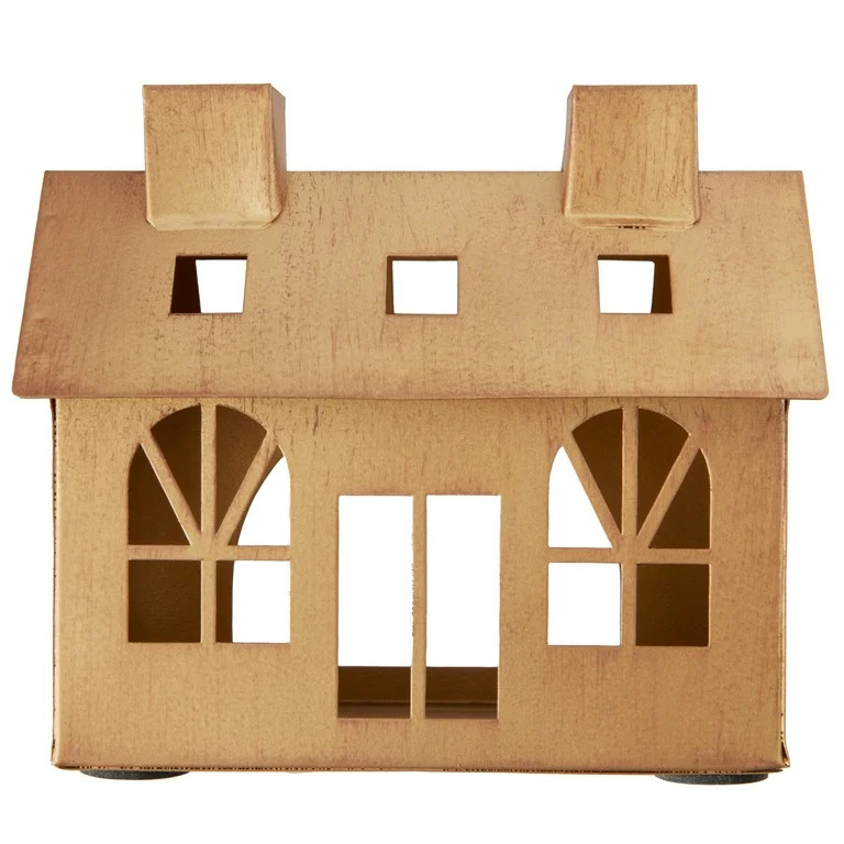 Small Metal Decorative House Christmas Tabletop Decoration, Bronze, 4.75", by My Texas House | Walmart (US)