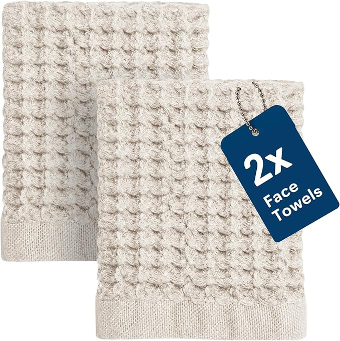 ONSEN Supima® Waffle Face Towels, Quick Dry Lint Free 100% USA Cotton, Lightweight Absorbent Fac... | Amazon (US)