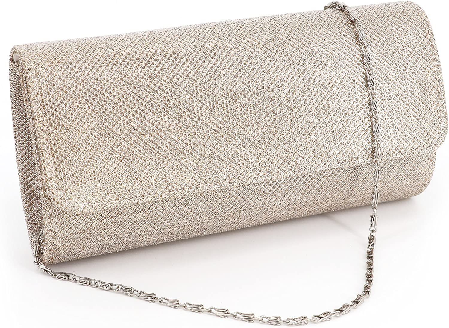 Naimo Flap Dazzling Small Clutch Bag Evening Bag With Detachable Chain (Silver): Handbags: Amazon... | Amazon (US)