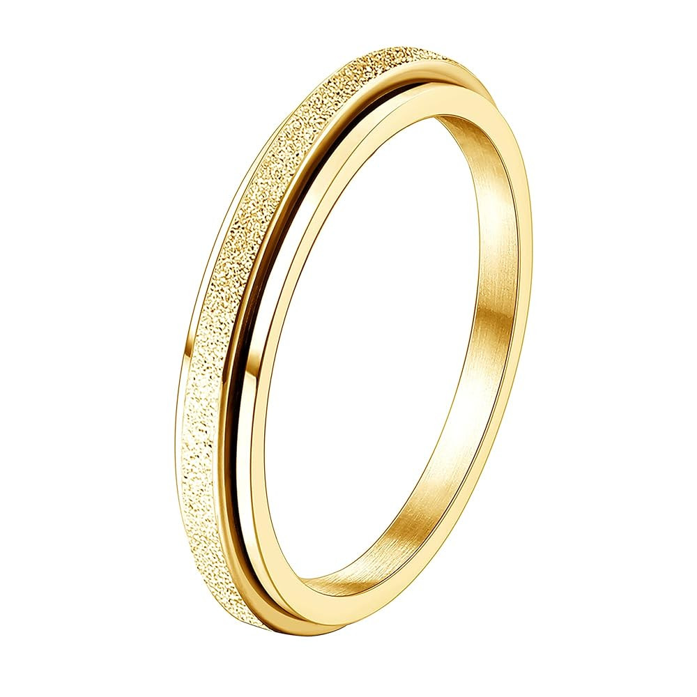 Diamday Fidget Rings for Women Men -2 4mm Titanium Steel Spinner Ring for Anxiety Stress Relief G... | Amazon (US)