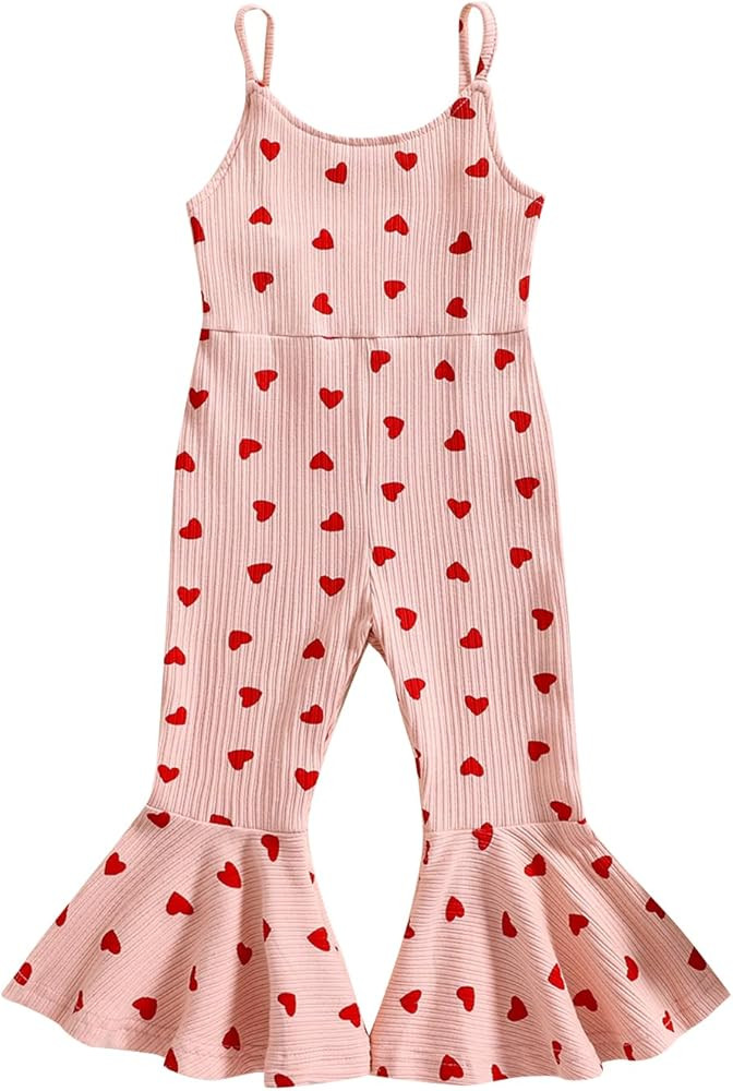 Noubeau Toddler Kids Baby Girl Thanksgiving Outfits Turkey Bell-Bottom Romper Sleeveless Sling Ju... | Amazon (US)