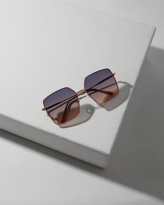 Ombre Square Aviator Sunglasses | Chico's