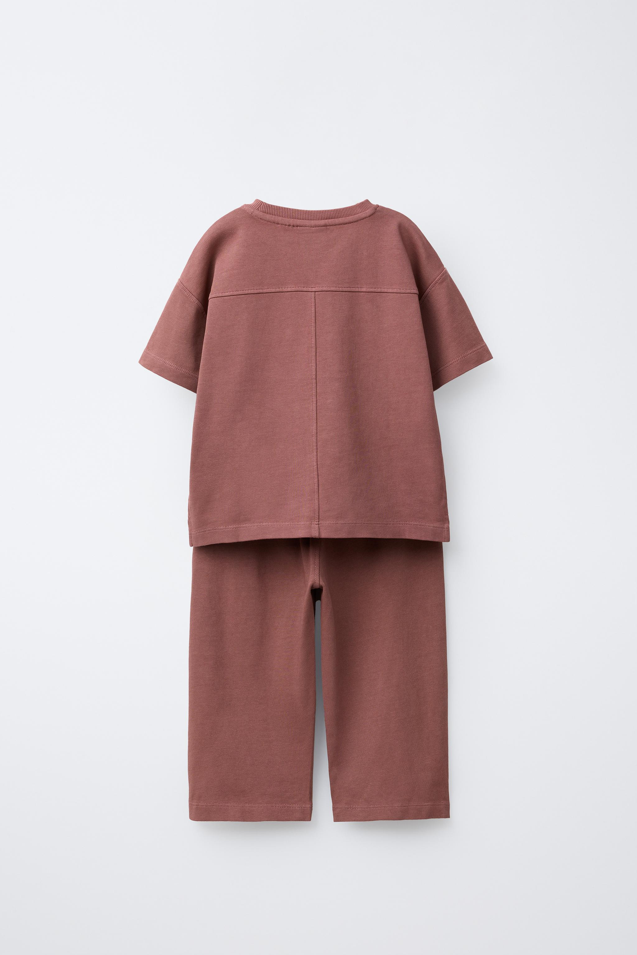 PLAIN T-SHIRT AND WIDE-LEG TROUSERS SET | Zara UK