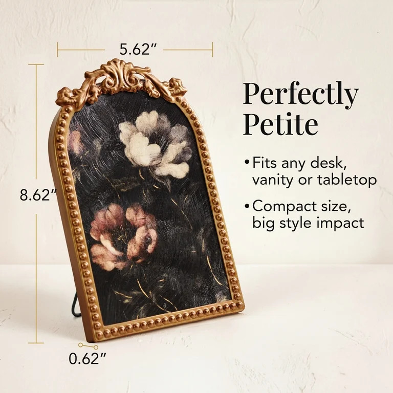 Home Decor Collection 6x8 Gold Ornate Arch Tabletop Framed Moody Roses Floral Art with Metal Ease... | Walmart (US)
