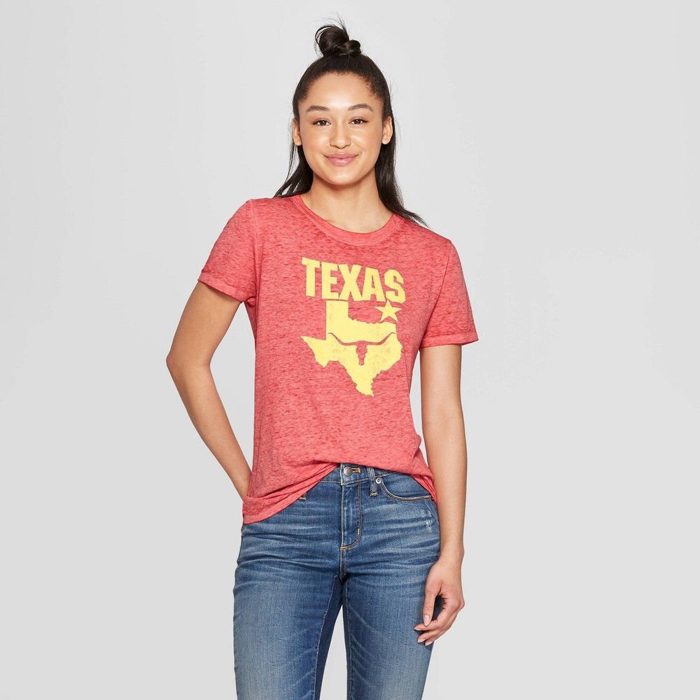 Women's Casual Fit Short Sleeve Crewneck Texas Longhorn Graphic T-Shirt - Modern Lux Red S | Target