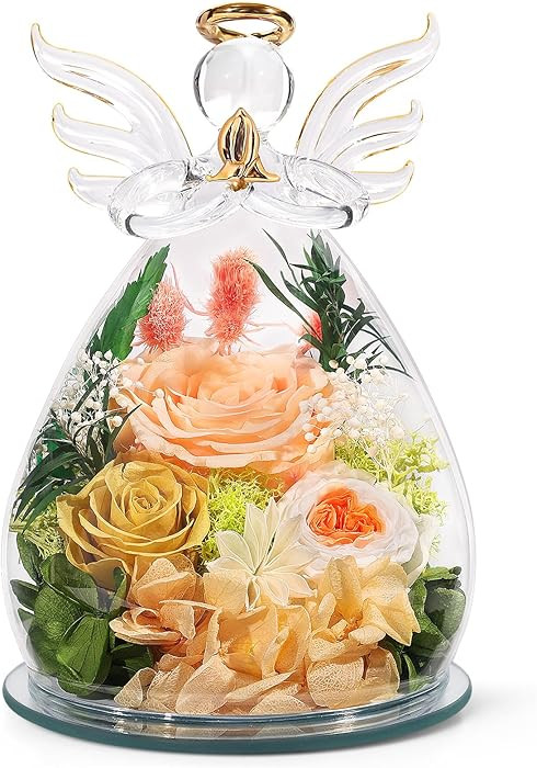 Gifts for Mom Mothers Day Birthday Gifts for Women Preserved Rose Forever Flower in Glass Angel F... | Amazon (US)
