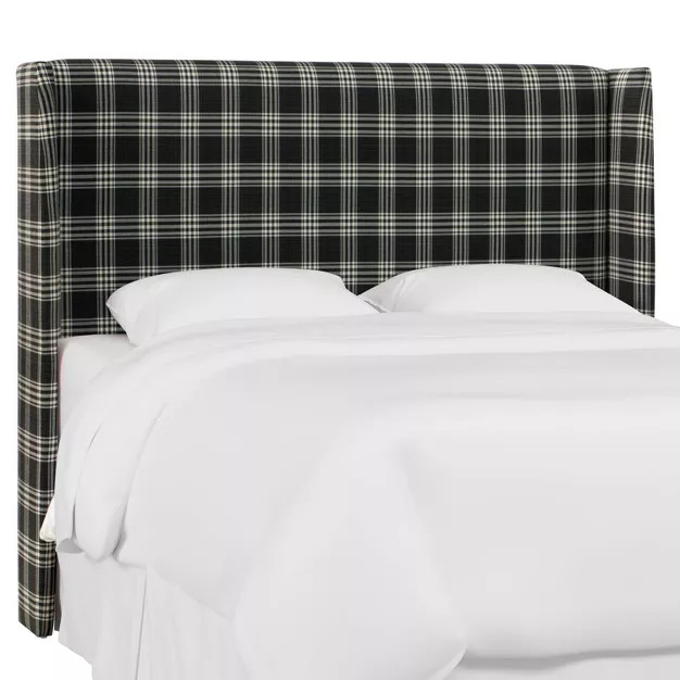 Wingback Headboard Barnegat Plaid Black Sea - Skyline Furniture | Target
