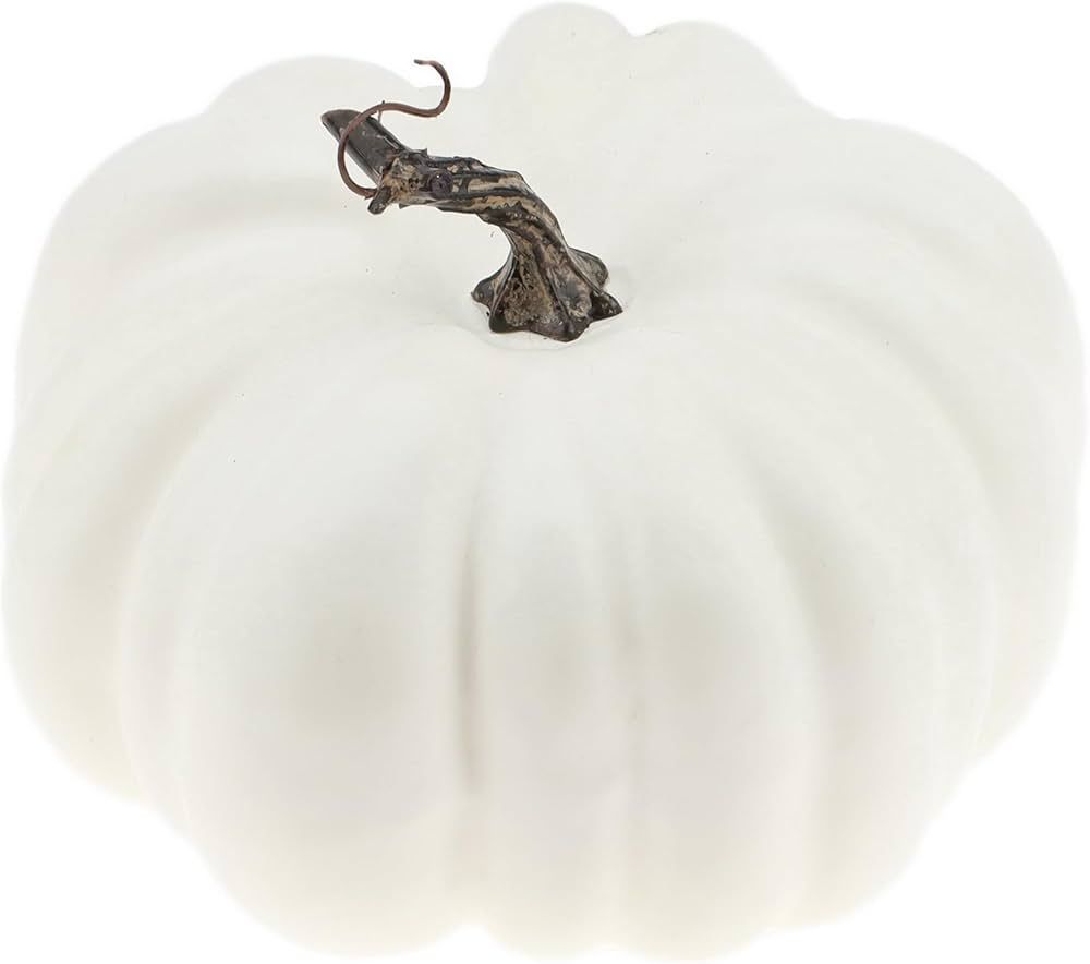 Woration 8.2 Inch Large White Fake Halloween Pumpkin Artificial Cushaw Faux Autumn Fall Pumpkin D... | Amazon (US)