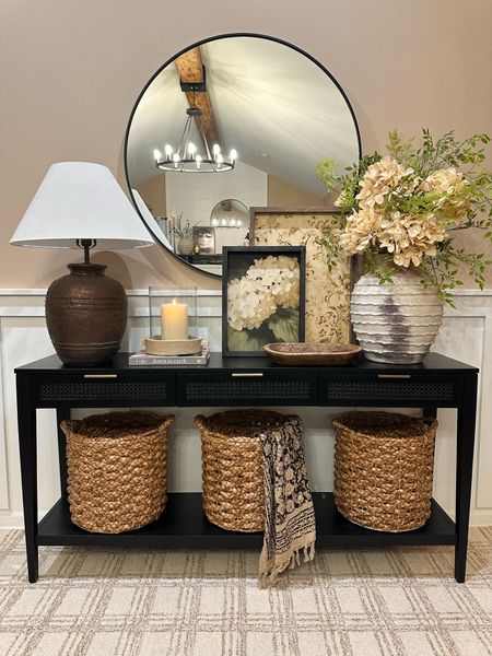 🍃Console Table Styling. Follow @farmtotablecreations on Instagram for more inspiration.

Sharing this space from early spring as this will work perfectly for summer decor. These gorgeous framed canvas art prints are currently 15% off with code FARMTOTABLE.

For Reference:
12x16 White Hydrangeas Black Frame
16x22 Blossoming Baroque Briarsmoke Frame

Loloi Rugs | Chris Loves Julia | console table | console table styling | faux stems | entryway space | home decor finds | neutral decor | entryway decor | cozy home | affordable decor |  | home decor | home inspiration | spring stems | spring console | spring vignette | spring decor | spring decorations | console styling | entryway rug | cozy moody home | moody decor | neutral home


#LTKHome #LTKSaleAlert #LTKFindsUnder50