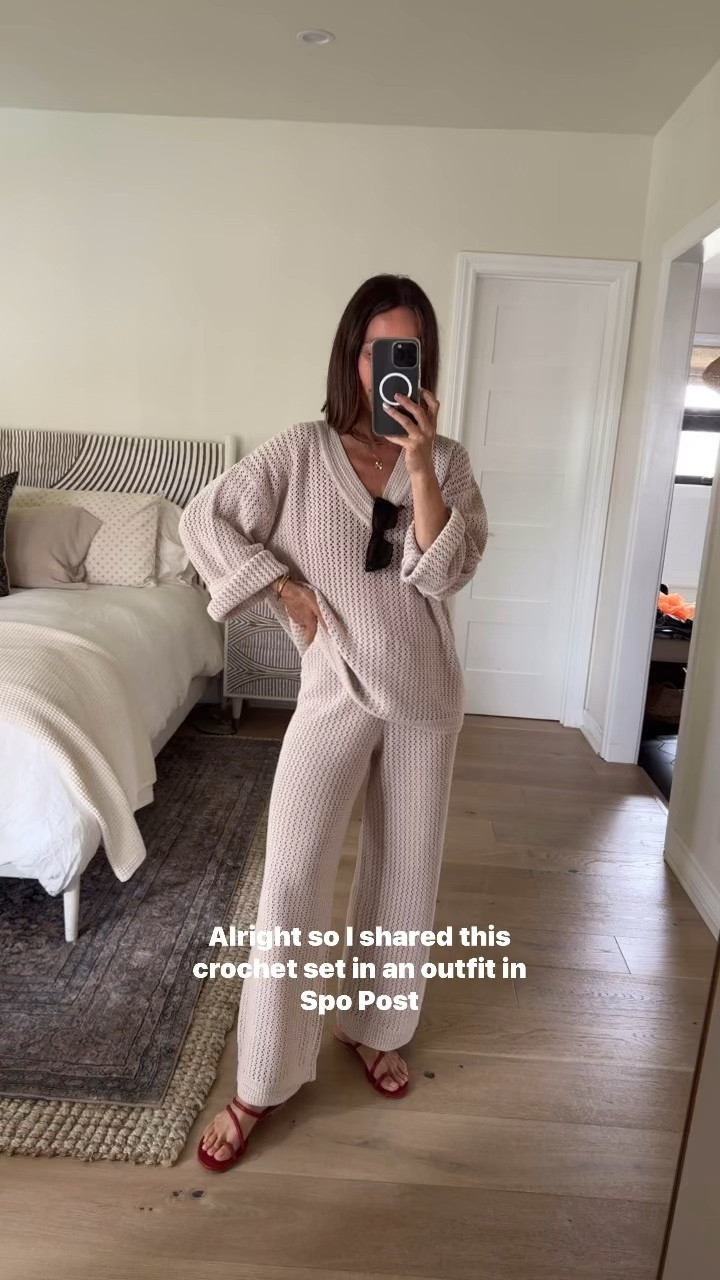 Crochet set is perfect for spring and summer 
Short gal friendly, wearing an Xs in both pieces 

#LTKOver40