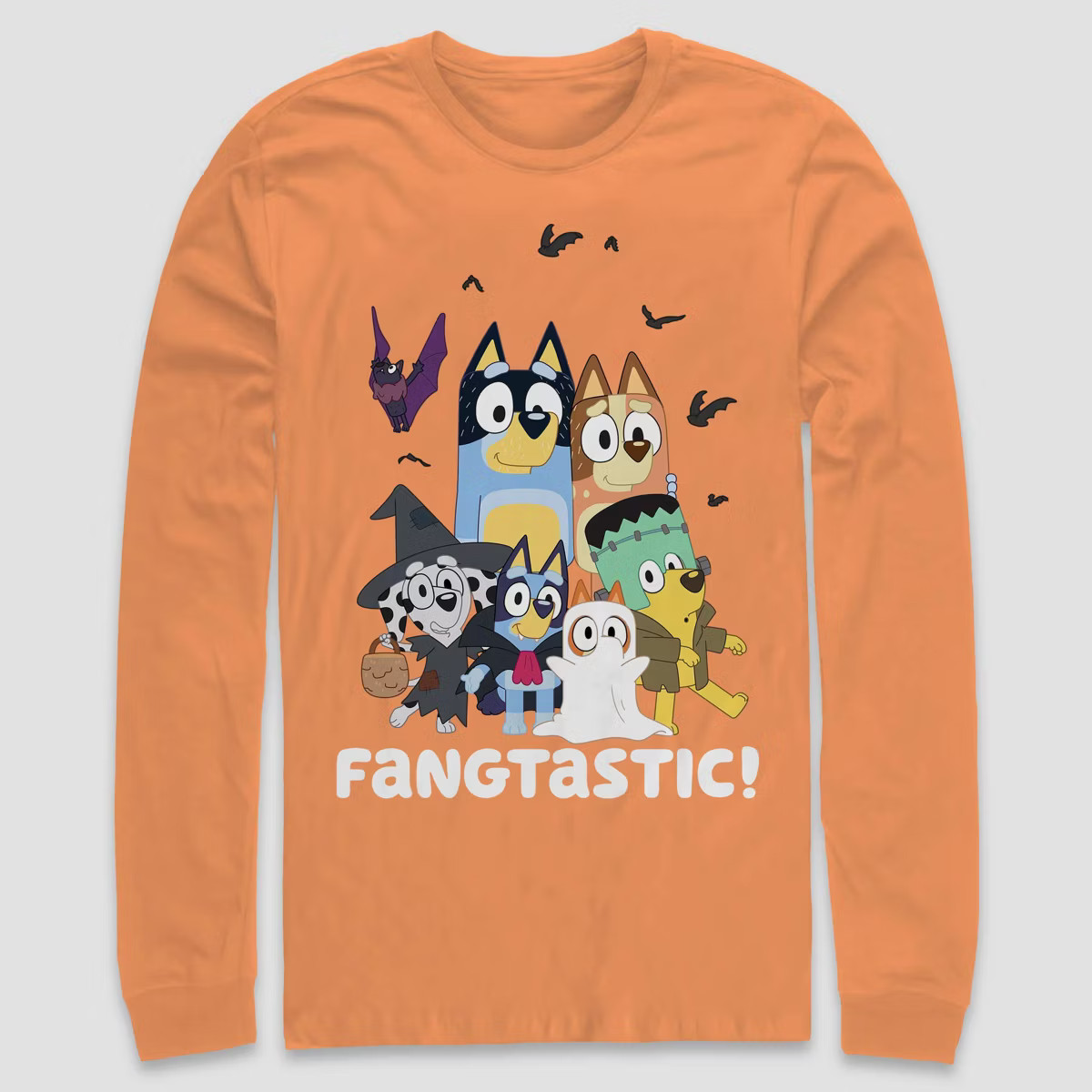 Men's Bluey Halloween Long Sleeve Graphic T-Shirt - Orange | Target