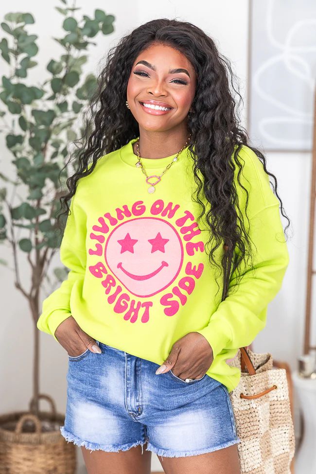 Living On The Bright Side Neon Oversized Graphic Sweatshirt | Pink Lily