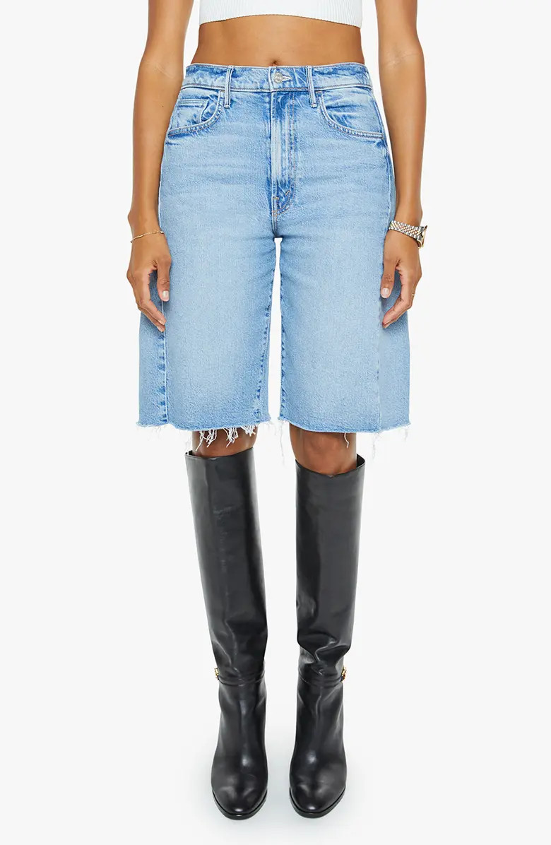 MOTHER The Half-Pipe Frayed Hem Denim Bermuda Shorts | Nordstromrack | Nordstrom Rack
