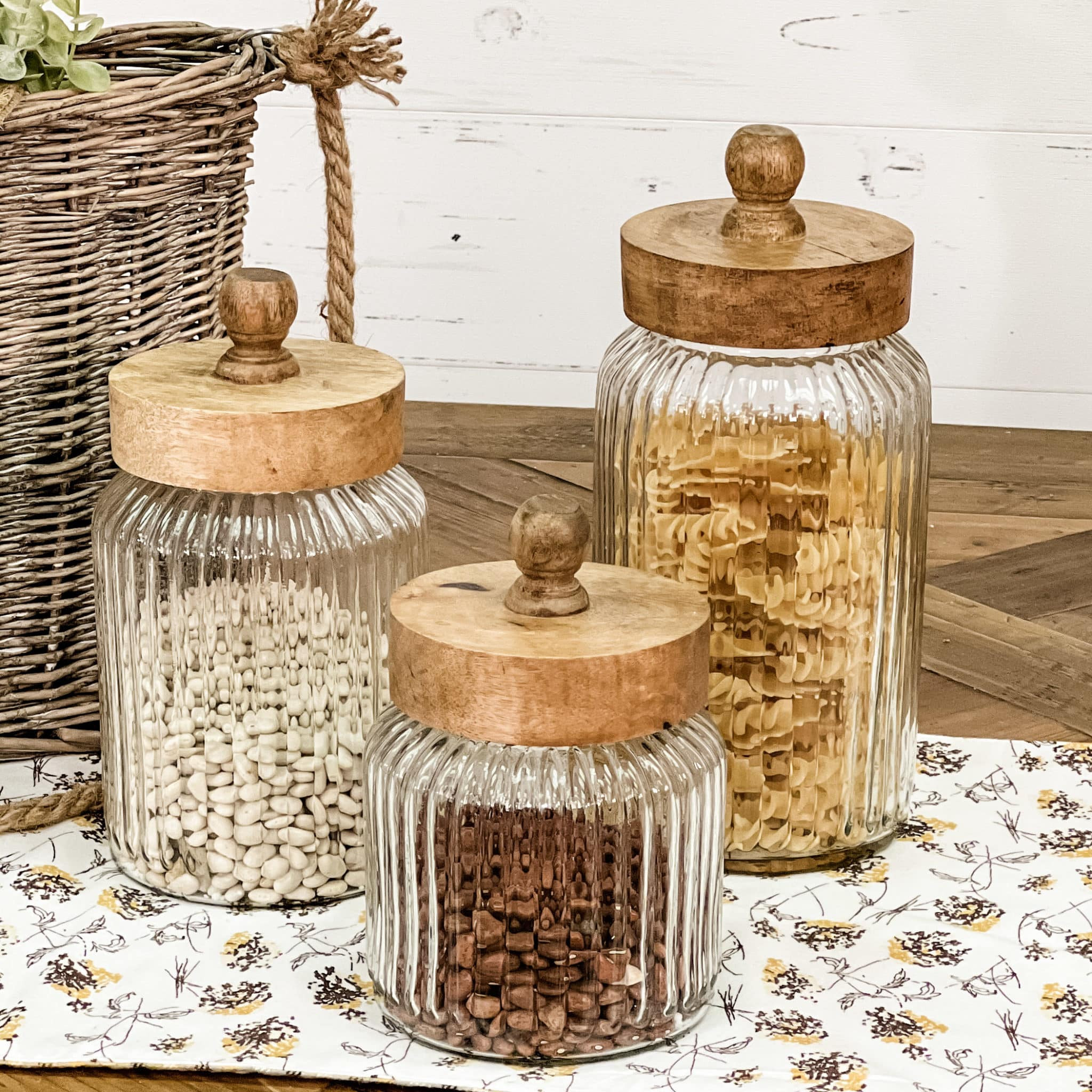 Ribbed Glass Canister Set - Set/3 - Piper Classics | Piper Classics