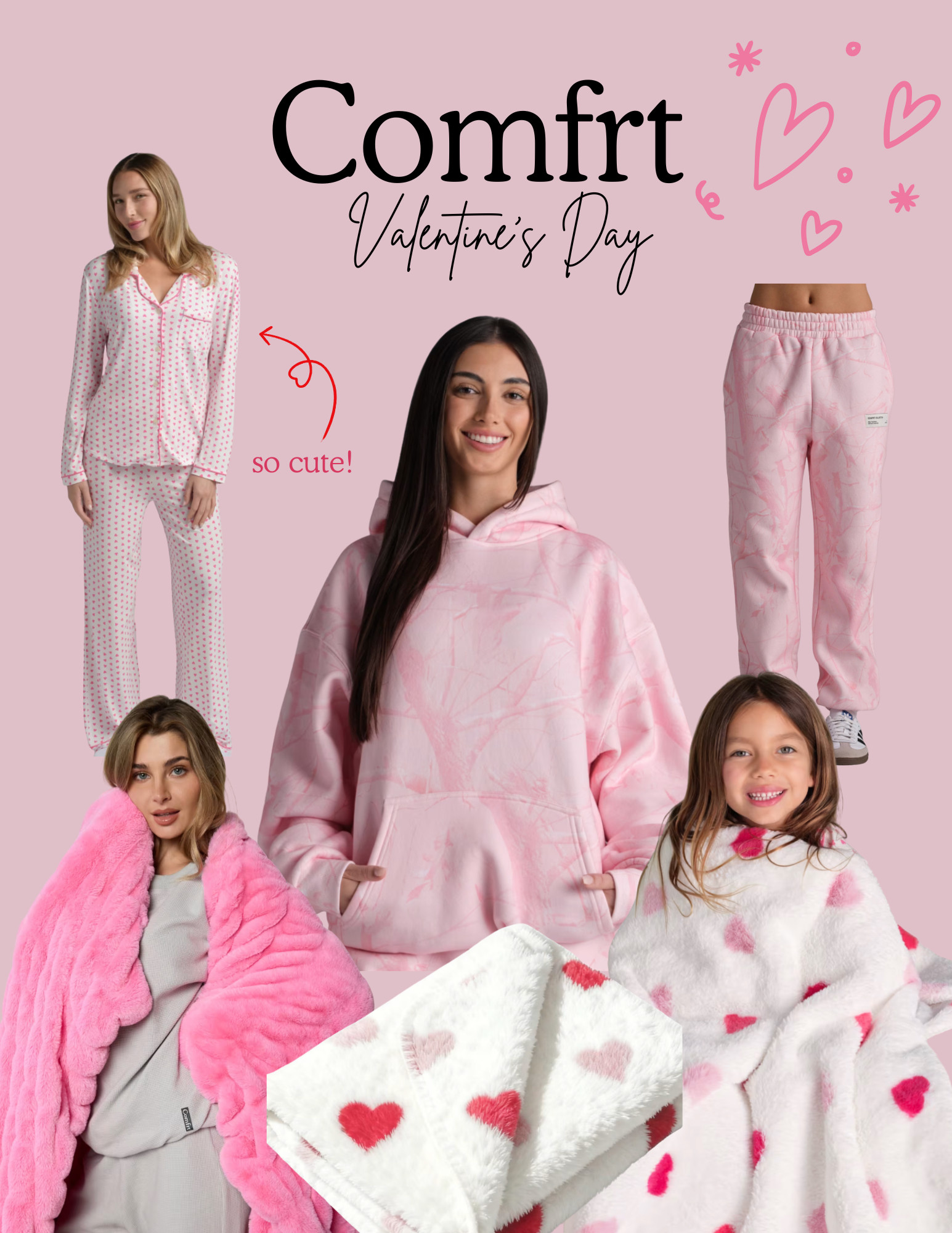 Valentine’s but make it comfy 💘
Heart PJs, cozy blankets, and the cutest pink camo Comfrt set — basically my entire personality this month. If you love cozy nights, soft fabrics, and lounge sets you’ll live in, this one’s for you.
Everything is linked on my LTK 🤍
#ComfrtLove #ValentinesLounge #LTKFinds #LTKCozy #CozyAesthetic #StayHomeStyle 

 #LTKValentine #LTKootd #LTKSeasonal