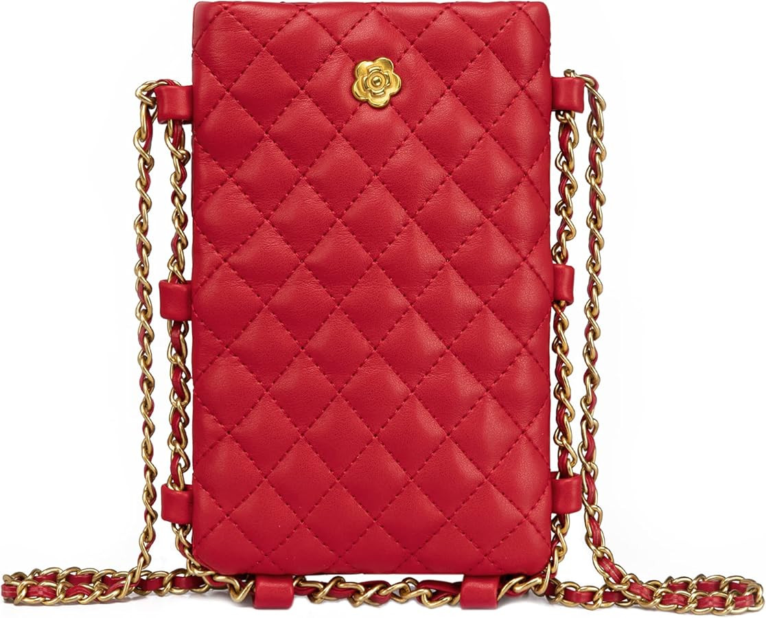 Montana West Small Quilted Cell Phone Purse for Women Soft Chain Crossbody Cellphone Wallet Bag | Amazon (US)