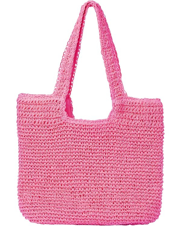 Beach Bags for Women - Summer Soft Large Woven Shoulder Purse Handbag, Beach Tote Straw Bag for S... | Amazon (US)