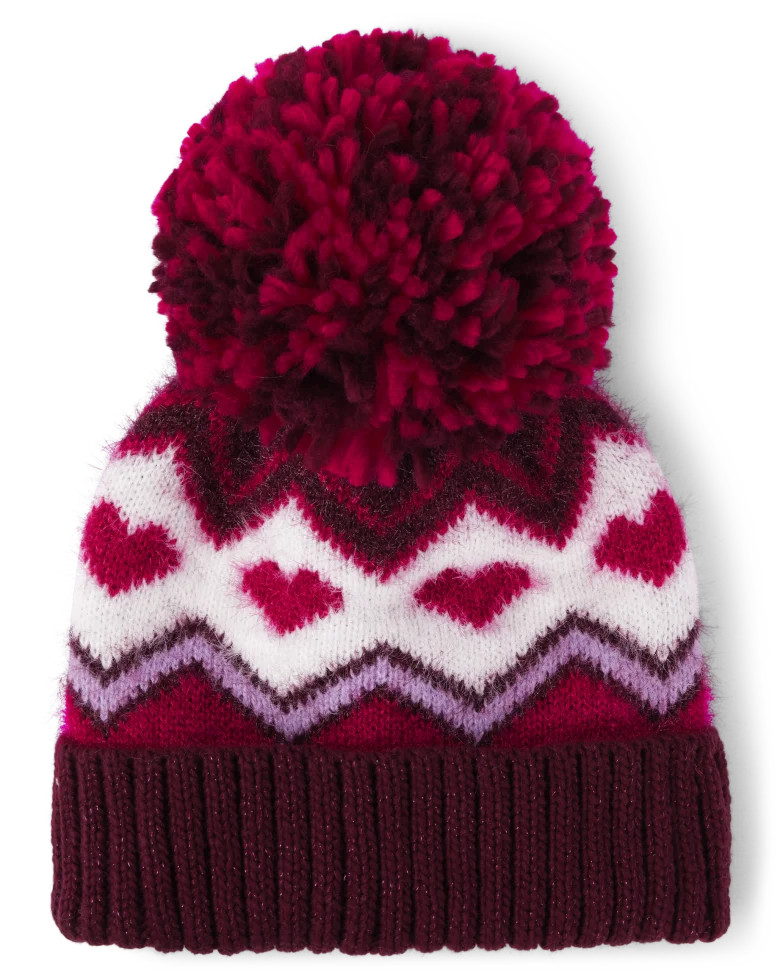 Girls Heart Fairisle Pom Pom Hat - sugar beet | The Children's Place