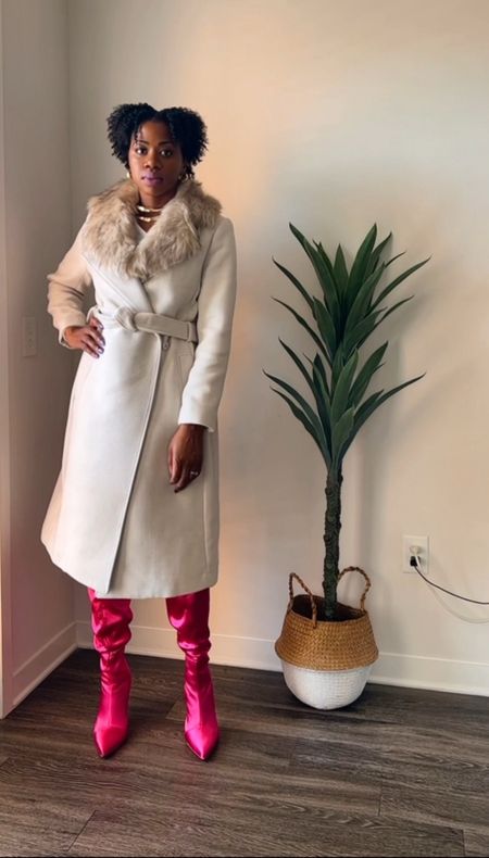 Cream H&m coat and pink thigh high asos boots

#LTKsalealert #LTKstyletip #LTKFind