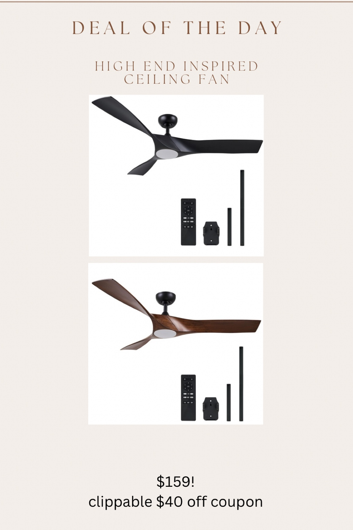 Just found this awesome high end inspired more modern style ceiling fan for a great price! Clippable $40 off right now too! 

Compare to $699+ styles 

#LTKhome #LTKsalealert