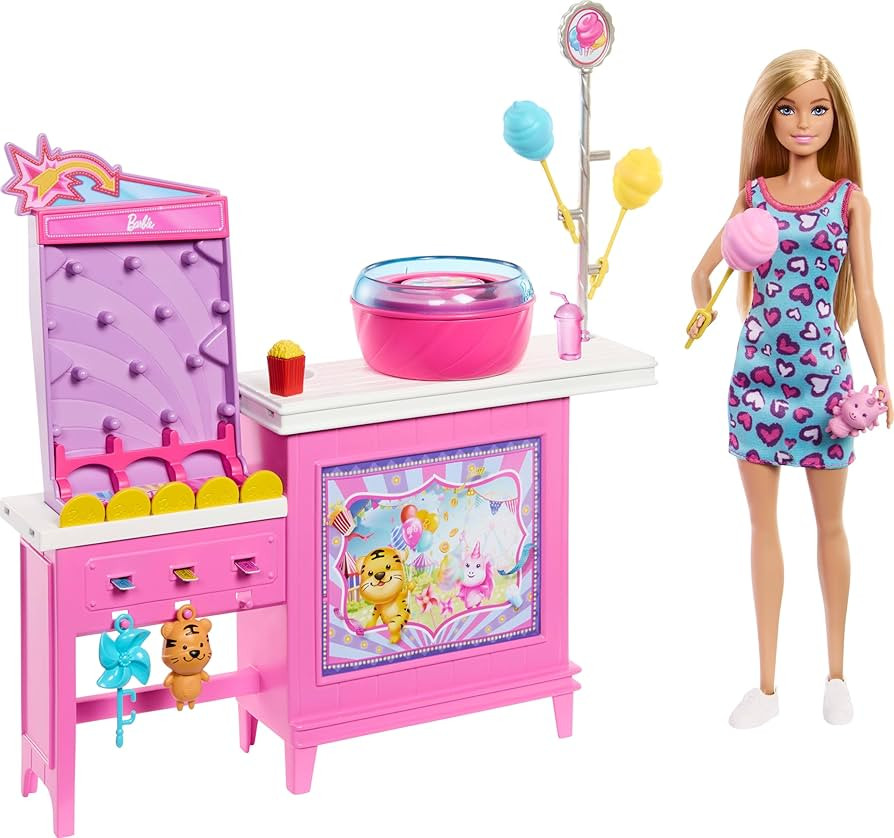 Barbie Mysteries: Beach Detectives Malibu” Doll & Cotton Candy Game Booth Playset with 20 Acces... | Amazon (US)