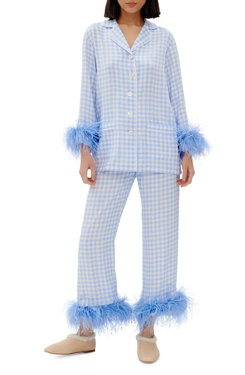 Sleeper Party Pajamas with Detachable Ostrich Feather Trim | Nordstrom | Nordstrom